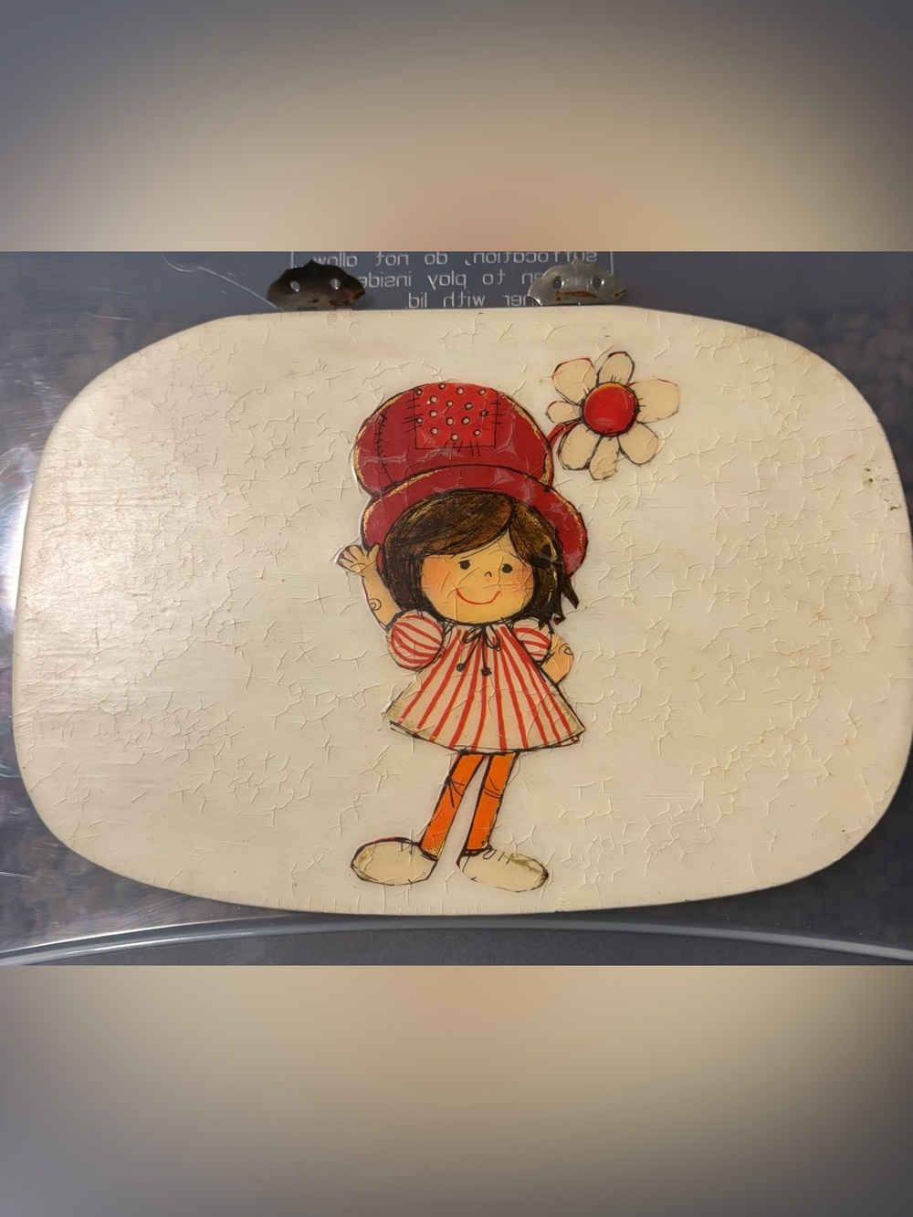 Cute Girl Illustration Plaque - Red Hat, Orange Tights